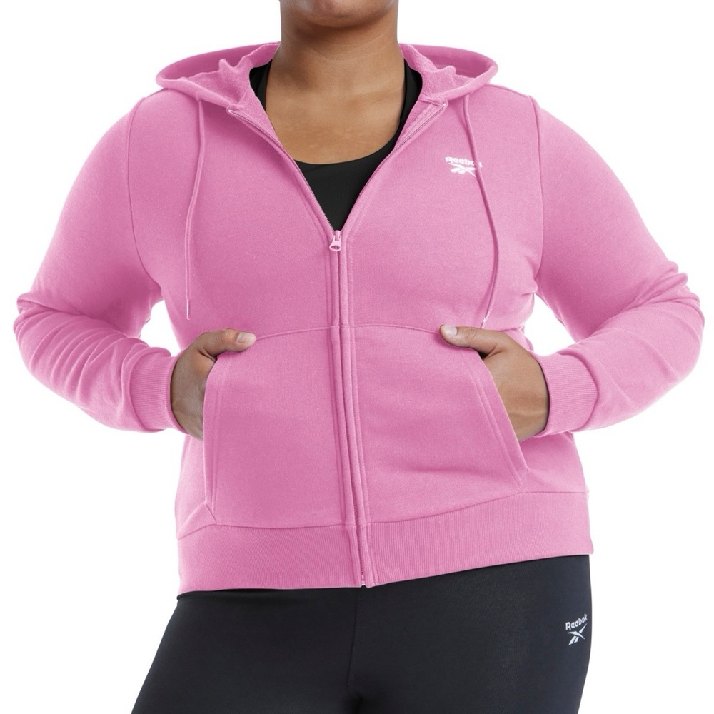Reebok Women's French Terry Zip Front Hoodie-Jaspnk